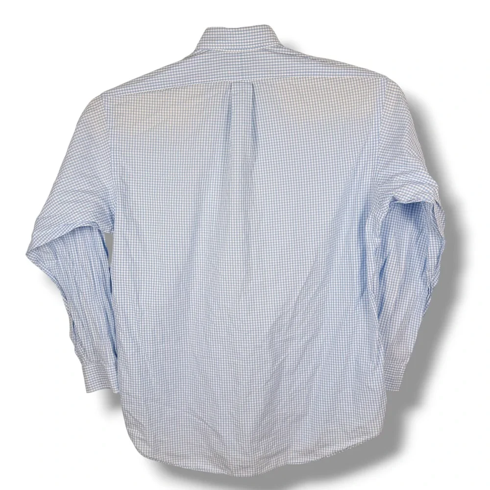Vintage Ralph Lauren Button Down Men Large Blue Gingham Blake Casual Shirt Pony